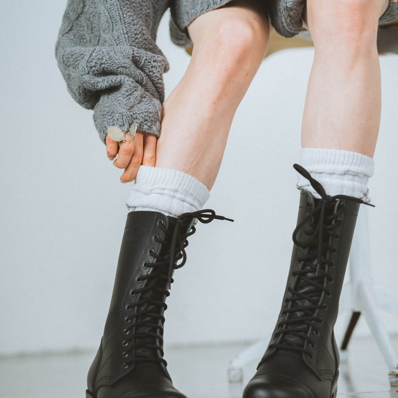 516 aka High Aviator Boots - Black