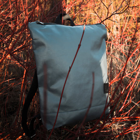 Faux Leather Backpack - Grey