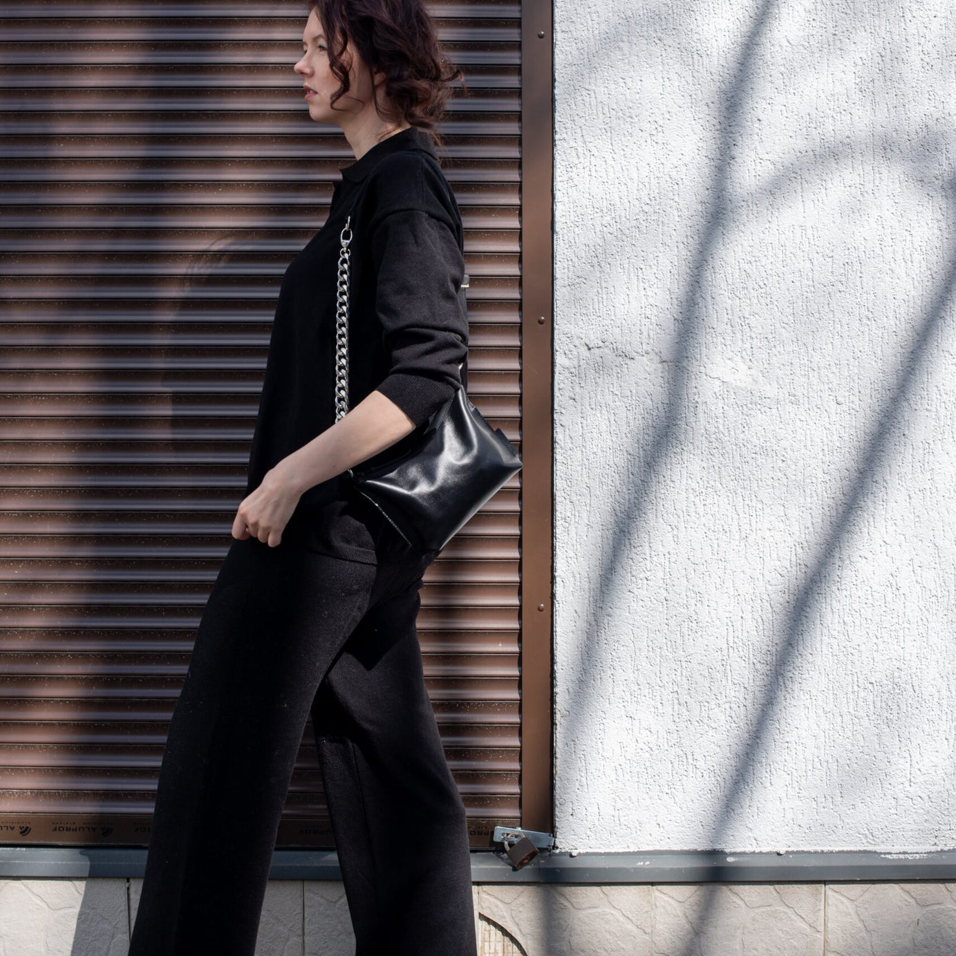 Black Leather Hobo Bag - Small