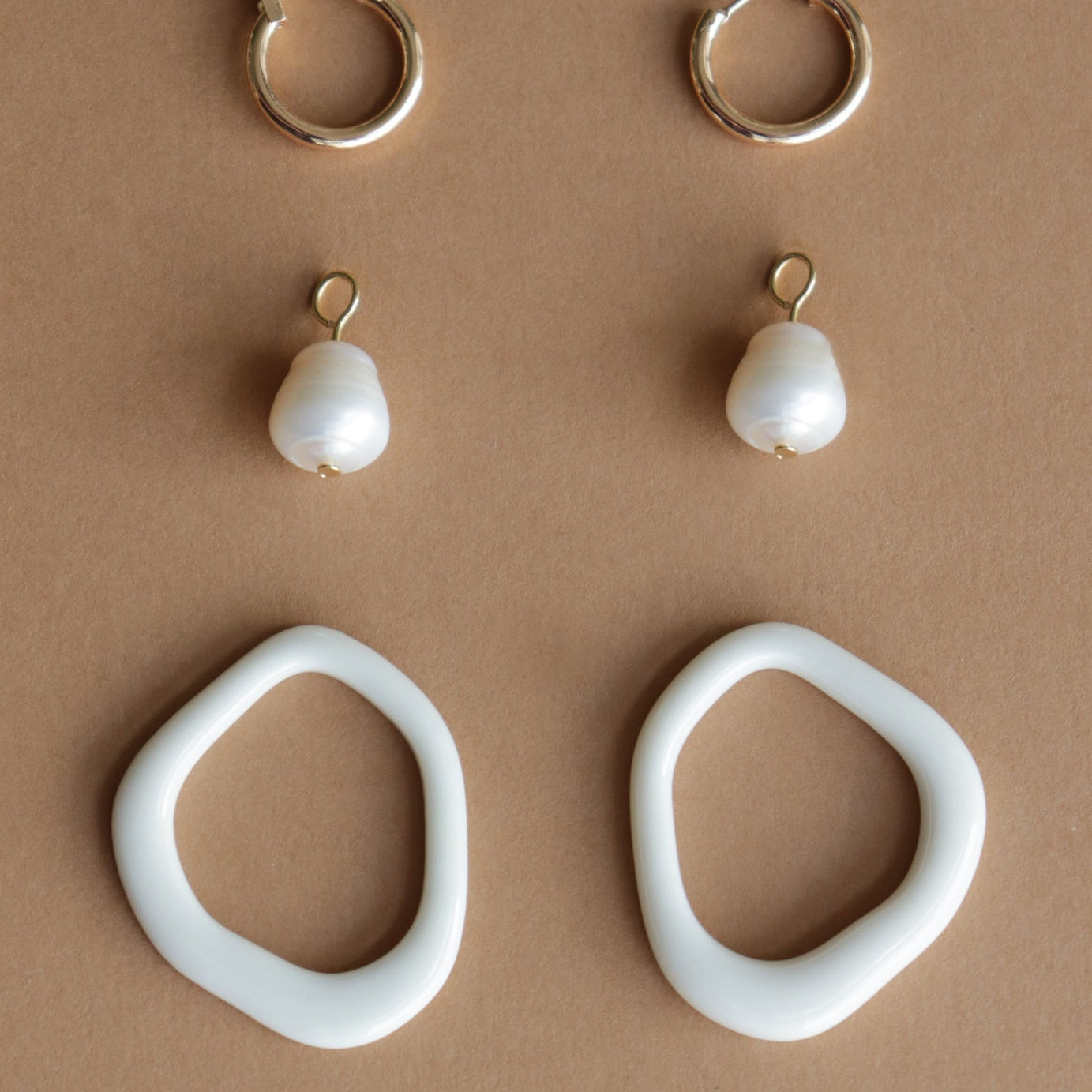 Arp Pearl and Porcelain Hoops - Black